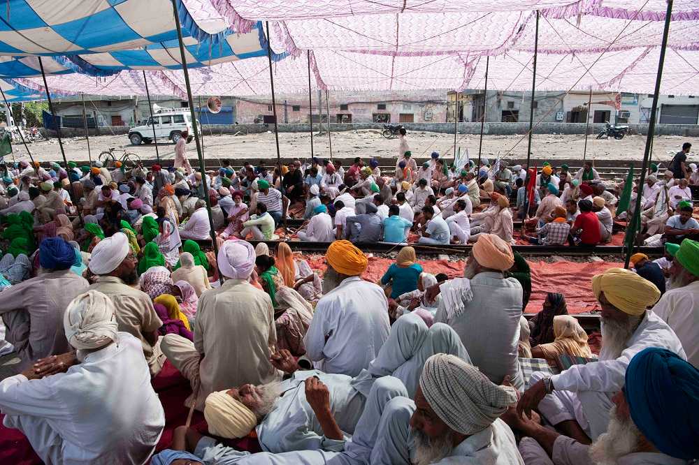 Pessoas de 50 anos ou mais participam ativamente dos protestos. “Nós morreremos aqui se for preciso.” Barnala, Punjab.