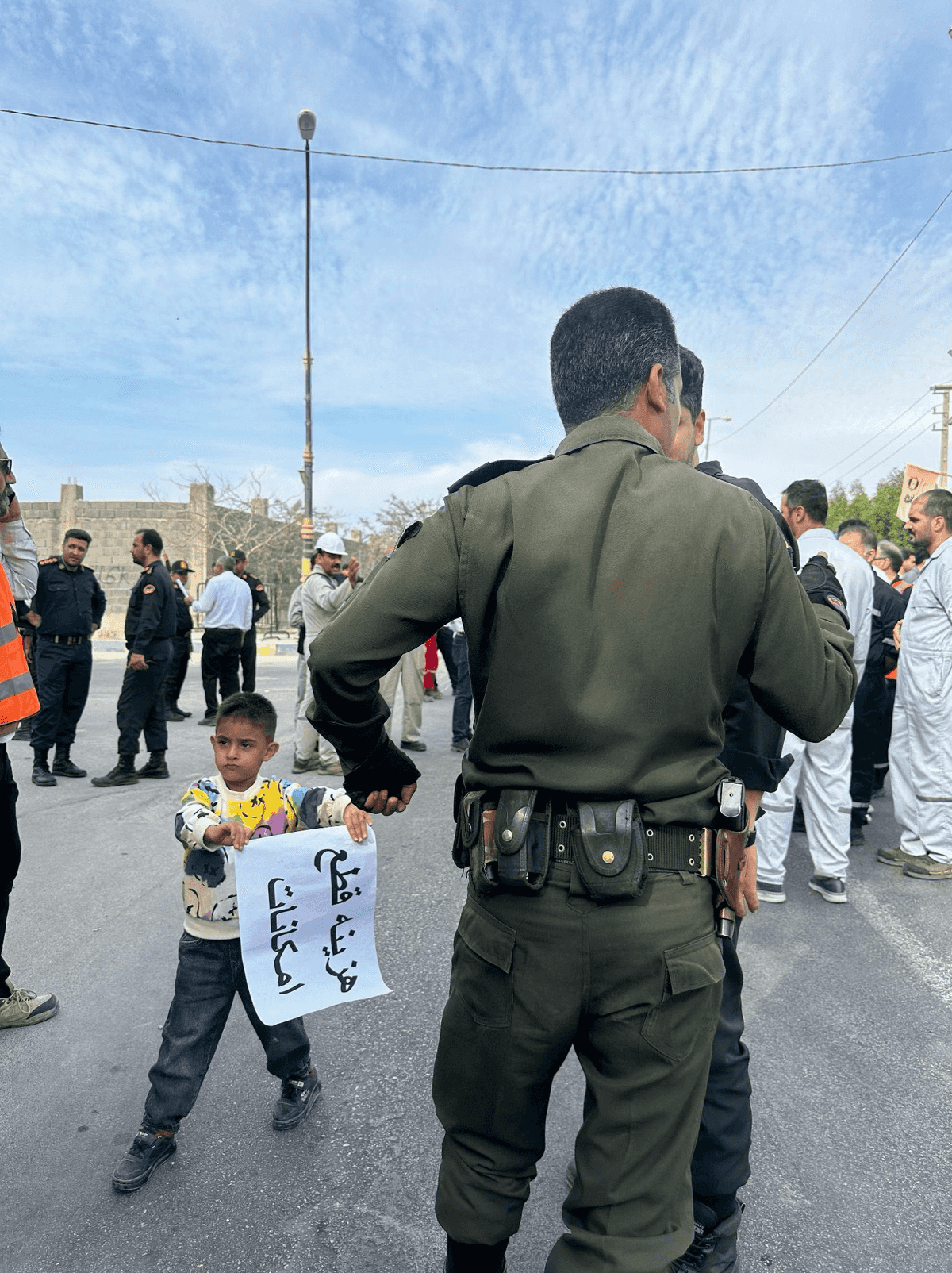 Police at the South Pars Refinery protests. Photo: Dr. Helyeh Doutaghi